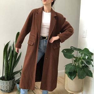 Vintage 90s long brown wool coat